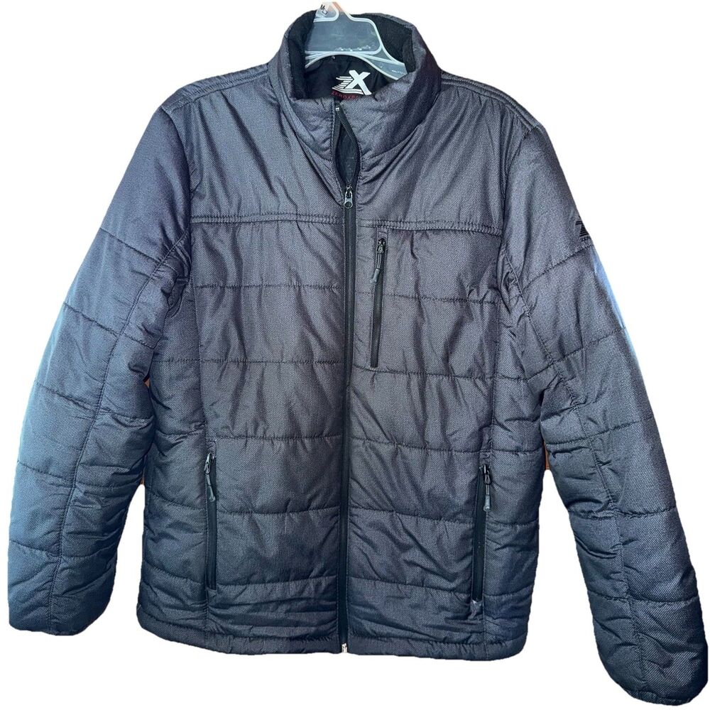 ZeroXposur Mens Puffer Jacket Gray Insulated Winter Coat Lightweight Warm Medium